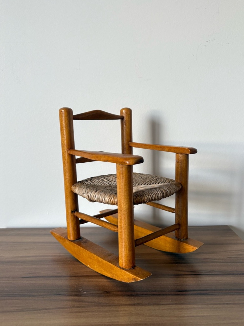 Miniature Wooden Rocking Chair in Warm Brown